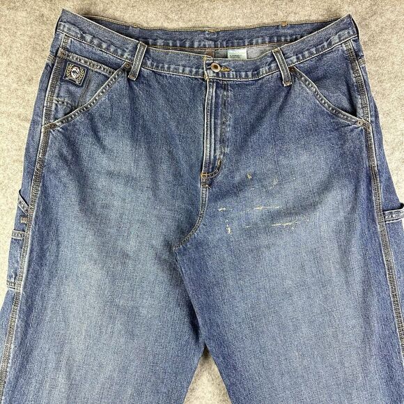 Cinch Blue Label Carpenter Jeans Mens 40x34 Painted Thrashed Loose Utility Work* - Picture 2 of 16